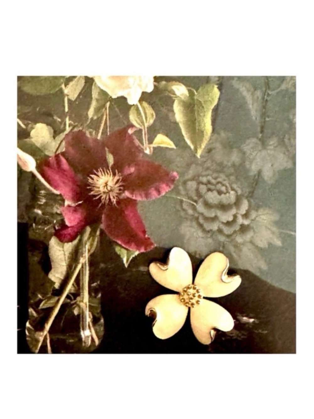Vintage Enameled Magnolia Brooch/Pin